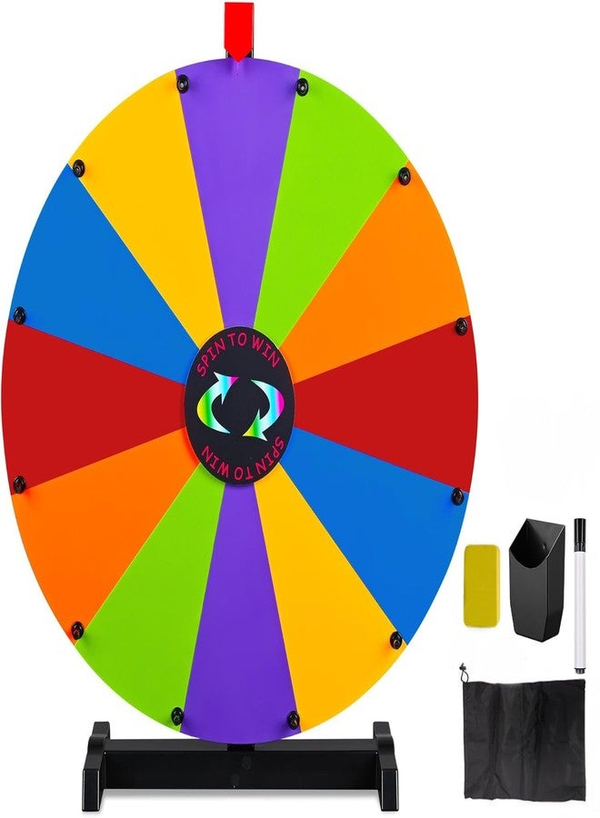 Hooomyai 24 Inch Tabletop Prize Spinning Wheel with Stable Base Stand, Dry Erase Spinner 12 Slots Modular Spin Wheel for Prizes with Dry Markers and Eraser for Carnival Game Trade Show - Image 2